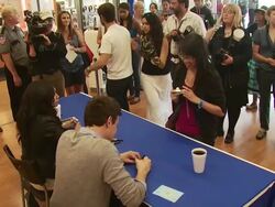 Naya Rivera, Cory Monteith at the Glee Live Samsung Infuse 4G DTR Event - Stevens Creek AT&T Store at San Jose CA. (Footage by WireImage Video/Getty Images Entertainment Video) Stock Footage