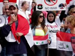 Rally At White House Protests Possible US Military Strike On Syria Stock Footage