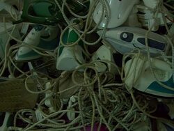 MS Shot of group of iron / Lagos, Nigeria Stock Footage