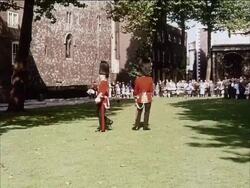 Tower of London, Ceremony of the Keys and the Ravens, England, UK.  1963 Stock Footage