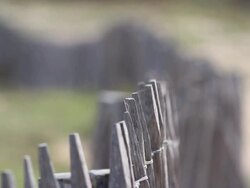 CU Shot of Beach fence / Ars Beach, Il de Re, France Stock Footage
