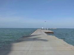 WS View of Jetty on the Cocos Islands / Keeling, Shire of Cocos, Australia Stock Footage