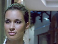 HD: Woman staring forward and blinks Stock Footage