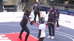 Raw: Michelle Obama Practices With US Olympians News Clip