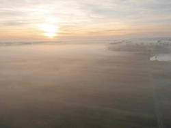 AERIAL Landscape In The Fog Stock Footage