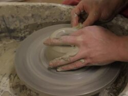 Clay pot being made by a potter scene Stock Footage