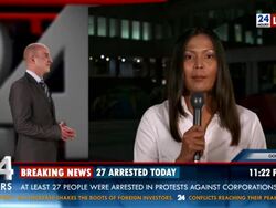 HD: Journalist Reporting Live In TV News Stock Footage