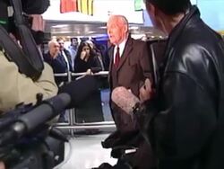 Tony Benn MP at Heathrow Airport News Clip