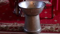 Baptismal font Stock Footage