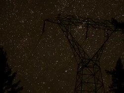 Powerline Tower Star Motion Timelapse Stock Footage