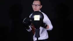 Asian businessman in boxing concept Stock Footage