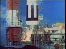 1960s close up missile blasting off / Cold War / documentary Stock Footage