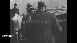 Vincent Auriol and Michelle Auriol ride in procession to Buckingham Palace with royal family members News Clip