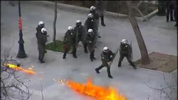 Greek police, protesters clash as workers rally and strike News Clip