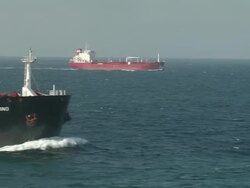 Two Cargo Ships Off French Coast Stock Footage