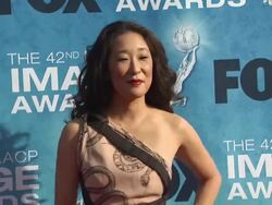 Sandra Oh at the 42nd NAACP Image Awards at Los Angeles CA. (Footage by WireImage Video/GettyImages) Stock Footage