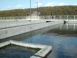 Waster Water Treatment Plant Chlorination Basins Stock Footage