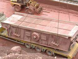 MS Crushing machine being kept on trailer / Taben-Rodt, Rhineland-Palatinate, Germany Stock Footage