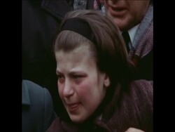 SYND 16/03/1970 THE BEREAVED WATCH THE LAYING OUT OF COFFINS OF THE YUGOSLAV MINE DISASTER VICTIMS News Clip