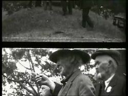 B/W close up of elderly men pointing /Civil War Veterans Reunion / Vicksburg, Mississippi / NO SOUND Stock Footage