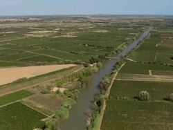 Flight Along The River Audecanal Du Midi Stock Footage