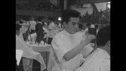 CAN766 JAPANESE HAIRDRESSERS HOLD HAIRCUTTING COMPETITION IN TOKYO Instructional Video