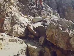 Point of View Video: Via Ferrata on the Alps Stock Footage