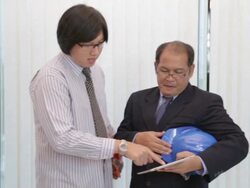 Project manager calling leader construction worker Stock Footage