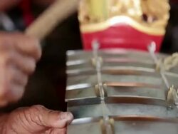 CU Man playing slenthem AUDIO / Bali, Indonesia Stock Footage