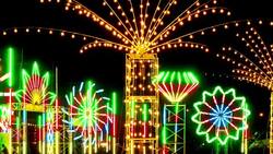 Colorful Swing Neon Fluorescent Park with Zoom Out Technique Time Lapse Stock Footage