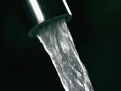 MS SLO MO Shot of Tap with Running Water / Vieux, Pont, Normandy France Stock Footage