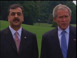 President Bush met Monday with Pakistani Prime Minister Yousuf Raza Gilani, and called Pakistan a strong ally in the fight against terrorists who is committed to securing its border with Afghanistan. News Clip
