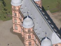 CU AERIAL ZO View of Gottesau Palace / Karlsruhe, Baden Wurttemberg, Germany Stock Footage