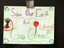 MS Children's artwork on environmental issues in classroom / Richmond, Virginia, United States Stock Footage