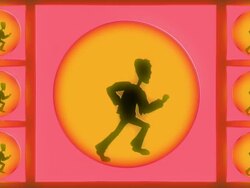 Cartoon Sillouette man jogging in a pattern background loop Stock Footage