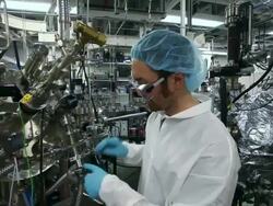 MS PAN Technician adjusting valves on large instrument in laboratory (Research and development of solar energy conversion materials) / Ann Arbor, Michigan, United States  Stock Footage