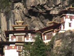 NTSC Monastery &quot;Tiger's Nest&quot; near Paro, Bhutan Stock Footage