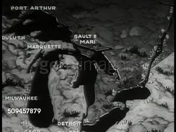 1936: MAP: Map of Great Lakes, surrounding major cities. Instructional Video