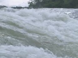 MS PAN SLO MO View of water flowing / Jinja, Uganda Stock Footage