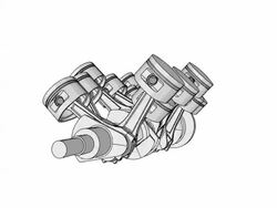 V12 piston and crank animation wireframe video Stock Footage