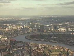 "Aerial W/S Canary Wharf, Docklands and Isle of Dogs" Stock Footage