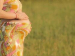 HD,Pregnant woman and landscape Stock Footage