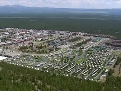 WS AERIAL DS View of town of West Yellowstone / Wyoming, United States Stock Footage