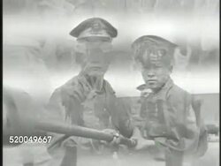 1950: SOUTH KOREA: MILITARY TRAINING: VS South Korean Army soldiers marching, training, United States Army instructors teaching Koreans how to use periscope, handling artillery shell, simplex & phantom circuitry, more Korean soldiers marching. Instructional Video