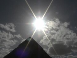 MS, Sun shining above Pyramid of Cheops, Giza, Egypt Stock Footage