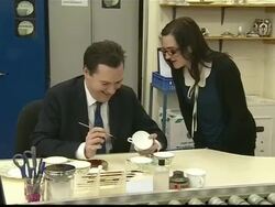 George Osborne visits pottery factory. News Clip