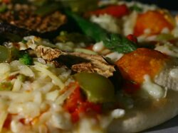 Frozen pizza baked in the oven Stock Footage
