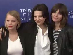 Frederic Boyer, Joanna Kulig, Juliette Binoche and director Malgoska Szumowska at 2012 Tribeca Film Festival - "Elles" Premiere  Stock Footage