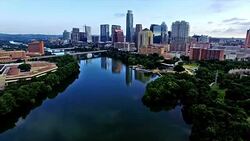Summer Sunrise Austin Texas Capital City Skyline Cityscape Stock Footage