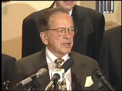 Senator Ted Stevens at podium Stock Footage